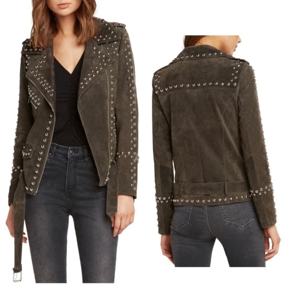 Willow & Clay Jackets & Blazers - Willow & Clay Studded Suede Moto Jacket